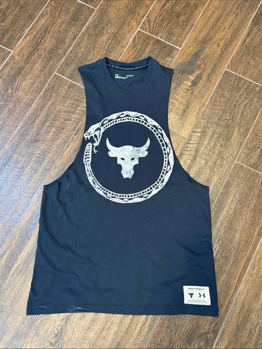 Under Armour Black Muscle Tank with Silver Bull Logo